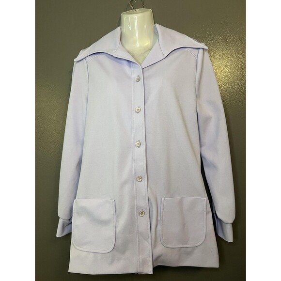 Vintage Queen Casuals Jacket Womens 13/14 Lavender Button Front Wide Collar 70s - Picture 1 of 6
